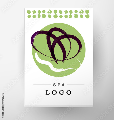 Wellness center, yoga, health care, fitness, spa center insignia, logo. Hand drawn lotus icon. Advertising, card, business.