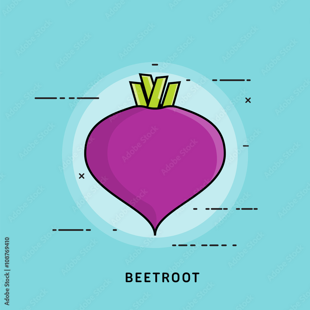 Obraz premium Beetroot Creative flat vegetable concept icons for web and mobile service and apps
