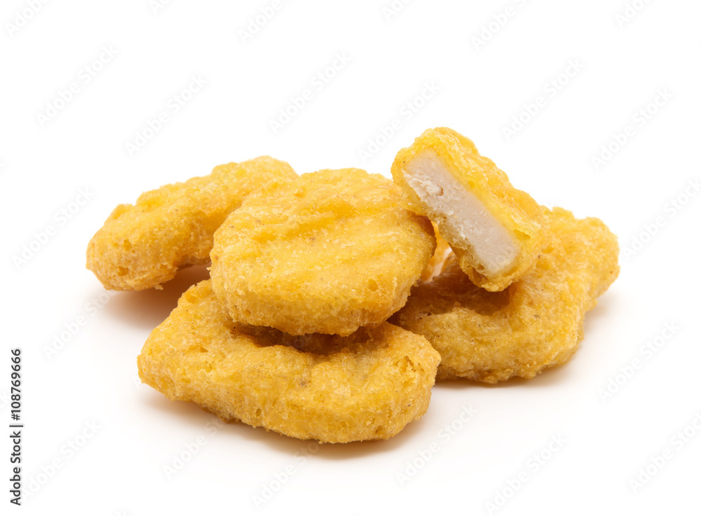 Fried chicken nuggets isolated on white Fried chicken nuggets isolated on white