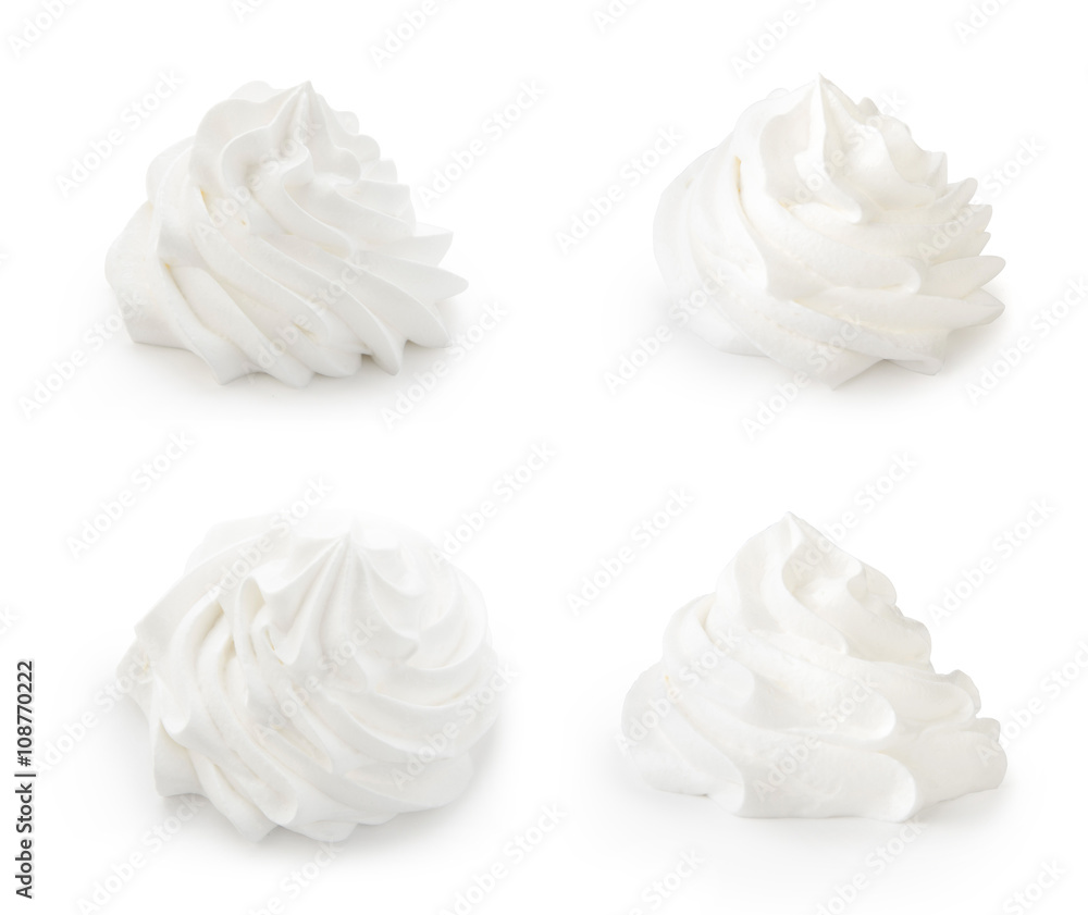 Whipped cream isolated on a white background. Front view. Whipped cream isolated on a white background. Front view.