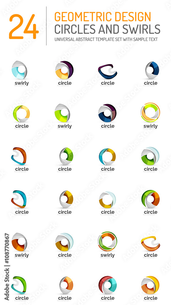 Geometric abstract circles and swirls icon set Geometric abstract circles and swirls icon set