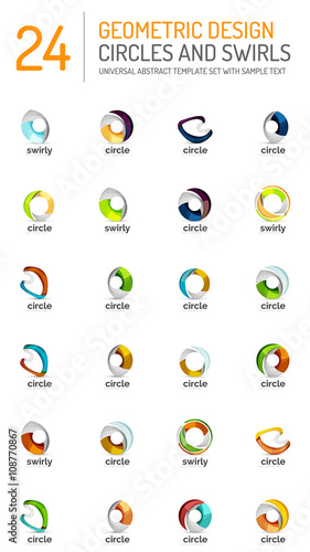 Geometric abstract circles and swirls icon set