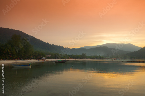 Beautiful seascape. Sunset on the sea. Thailand, Koh Phangan