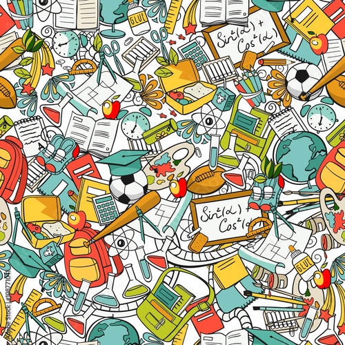 freehand school items in a pile
