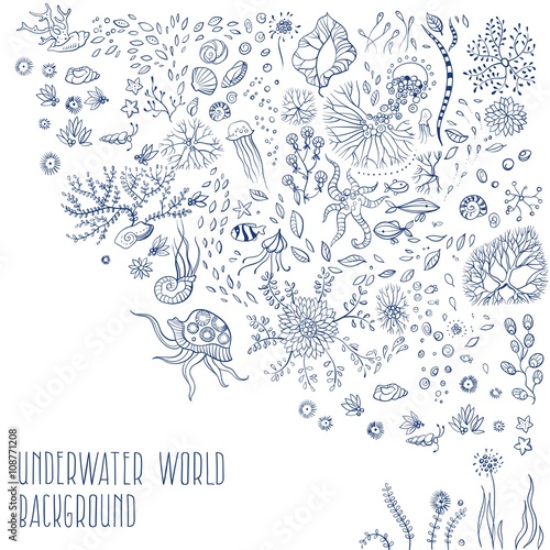 hand drawn underwater world background