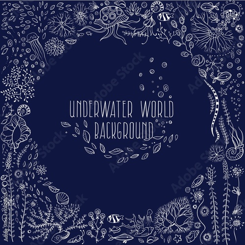 hand drawn underwater world background