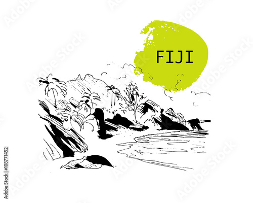 Hand drawn sightseeings vector sketches. Resort, traveling hand drawn illustration. Touristic agency, business company advertising, card, leaflet, poster.