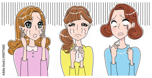 絶望する女性たちのイラスト
