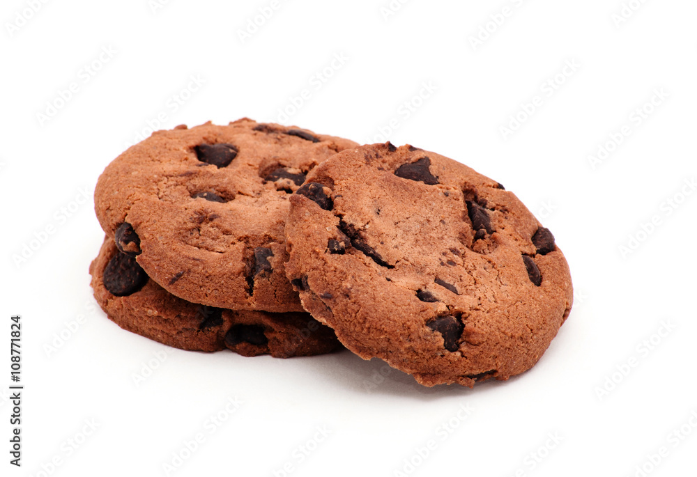 Chocolate chip cookie on white Chocolate chip cookie on white