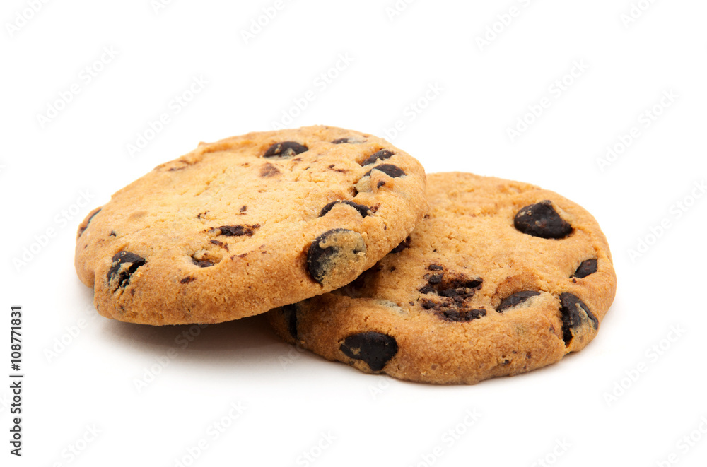 Chocolate chip cookie on white Chocolate chip cookie on white