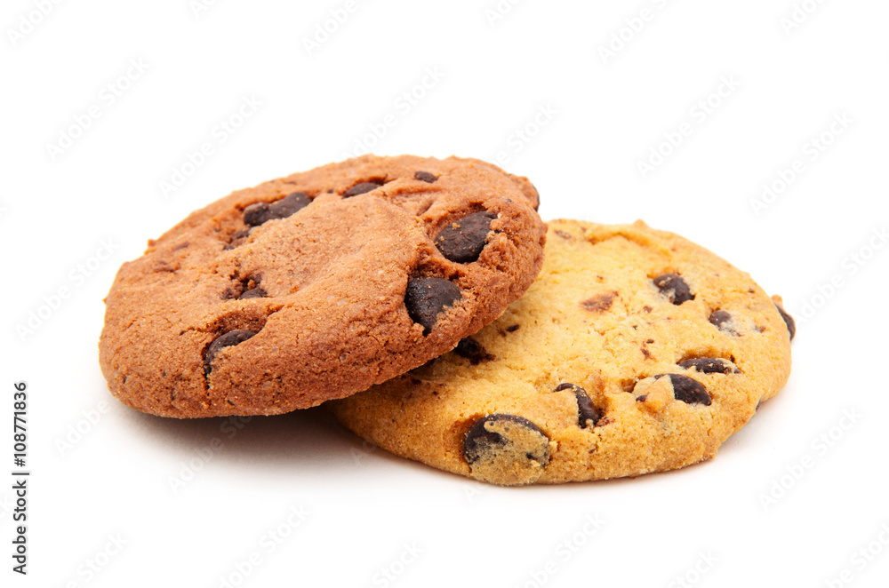 Chocolate chip cookie on white Chocolate chip cookie on white