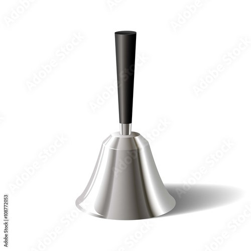 Realistic silver bell with a handle