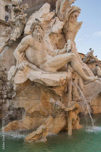 Fountain of the Four Rivers - Fontana dei Quattro Fiumi in Piazza Navona, Rome, Italy