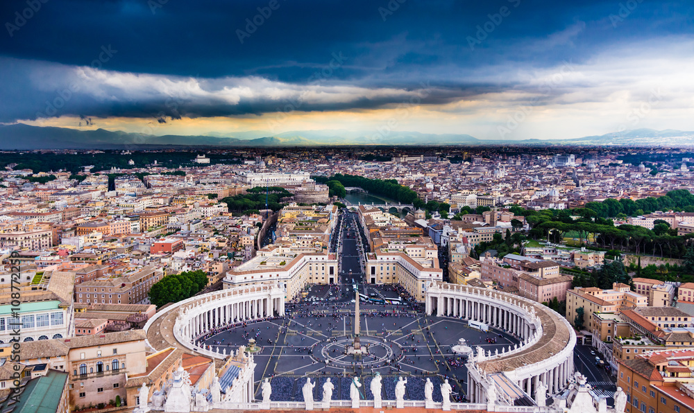 St. Peter's Square under Dark Clouds.