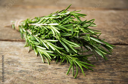 Rosemary bound on a wooden board