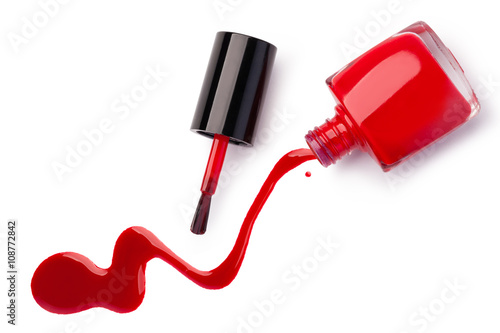Nail polish flowing from the bottle
