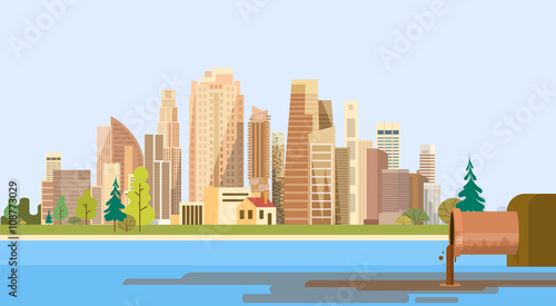 Nature Pollution City Plant Pipe Dirty Waste Water Polluted Environment
