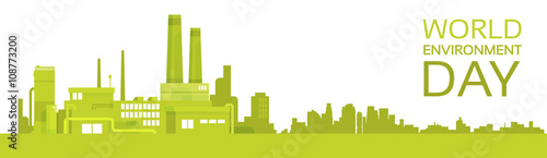 Silhouette Green Plant World Environment Day Factory Banner