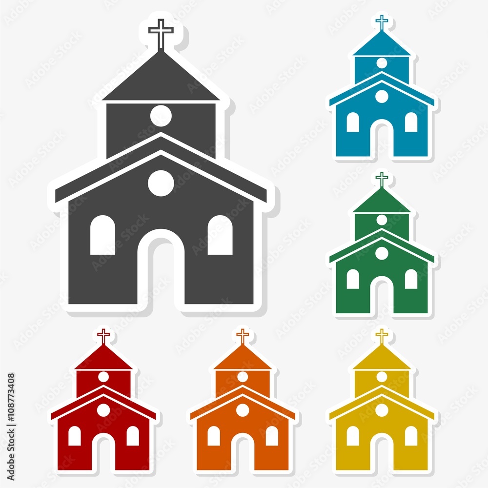 Multicolored paper stickers - Church