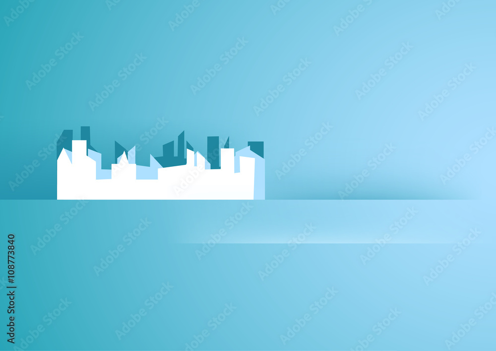 Fototapeta premium Horizontal blue background with city. 