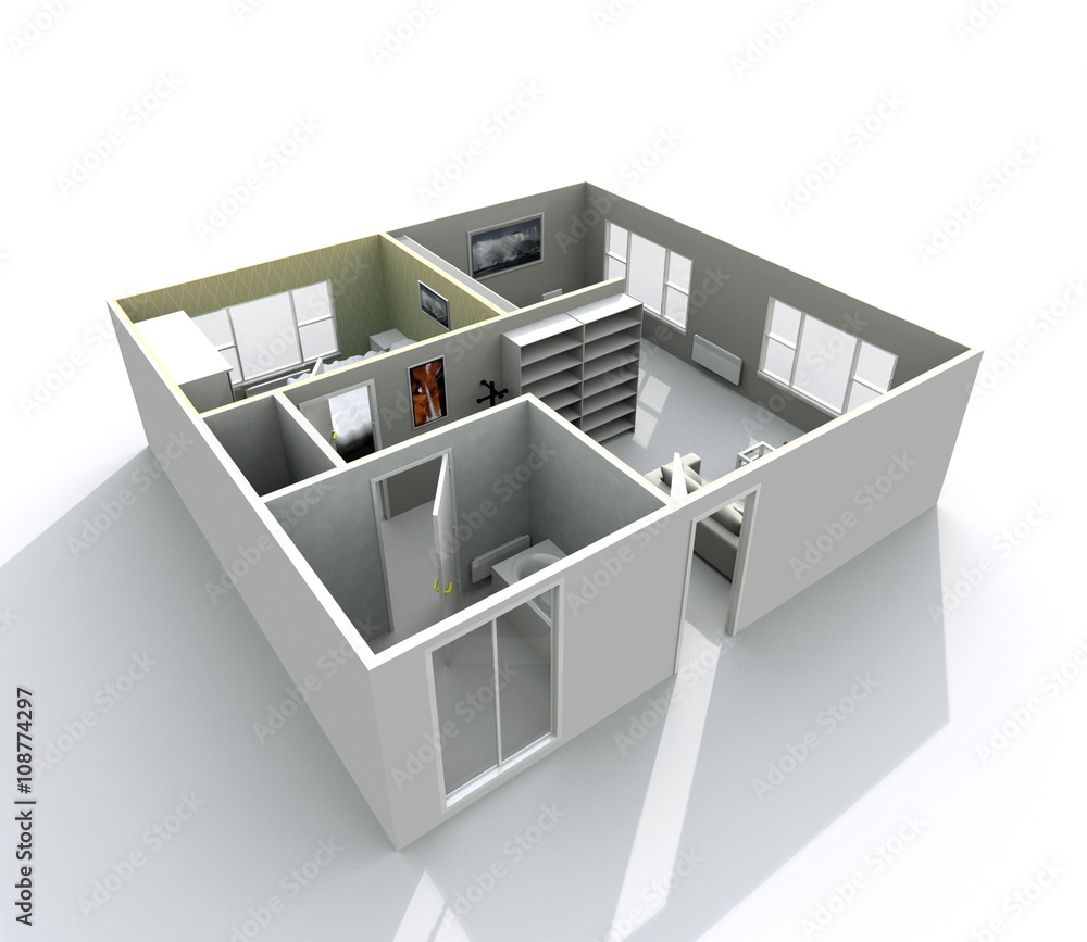 Fototapeta premium 3d interior rendering of home apartment with furnishings