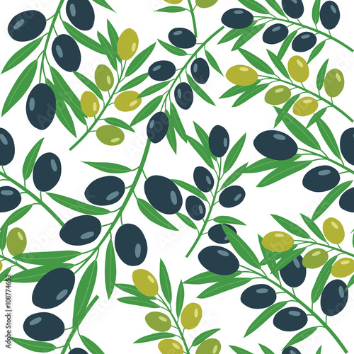Fototapeta Naklejka Na Ścianę i Meble -  Olive seamless pattern. Hand draw vector illustration