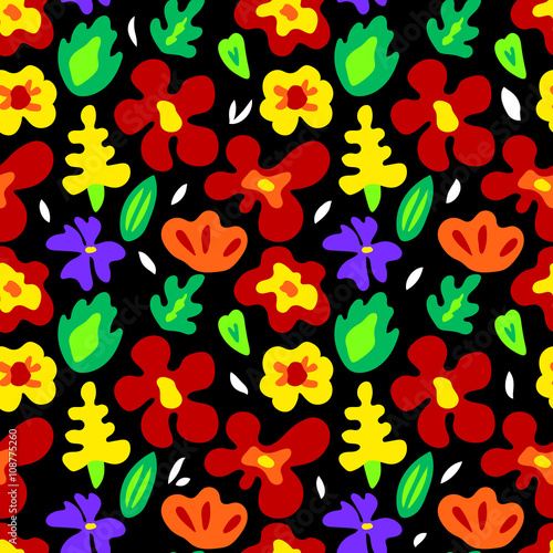 Large colorful flowers on b...
