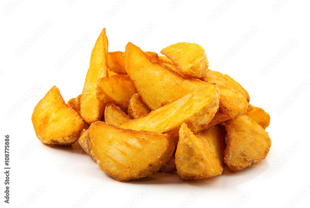 fried Potato wedges. Fast food. Isolated on white fried Potato wedges. Fast food. Isolated on white
