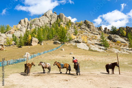 Cavalier chevauchant sa monture en Mongolie