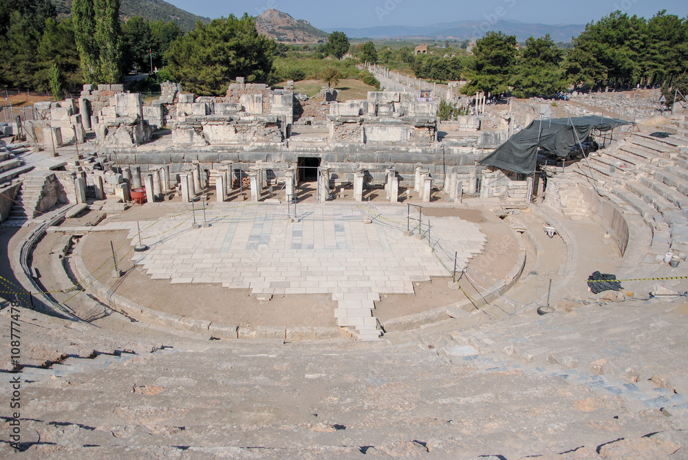 Close up of  amphitheatre in the ancient greek city of Ephesus 
Selcuk, Izmir province, Turkey
