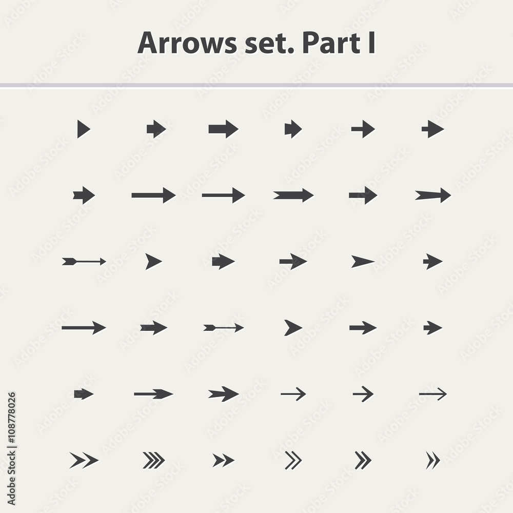 Arrow icon set vector isolated on a white background.