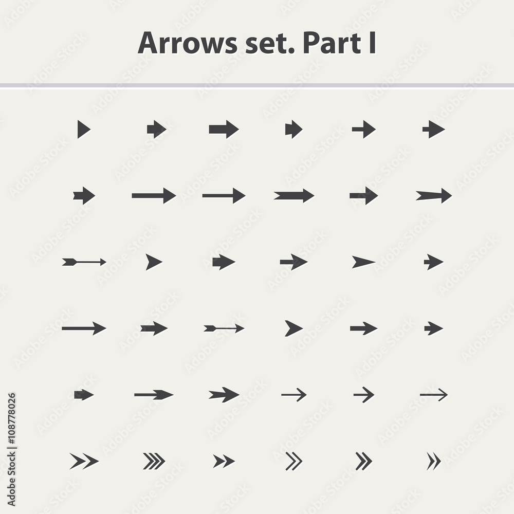 Arrow icon set vector isolated on a white background. Arrow icon set vector isolated on a white background.