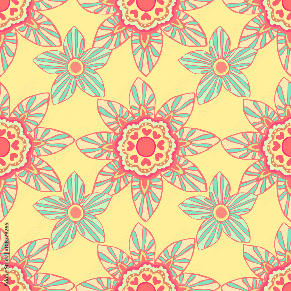 Obraz premium Seamless pattern with beautiful flowers, background