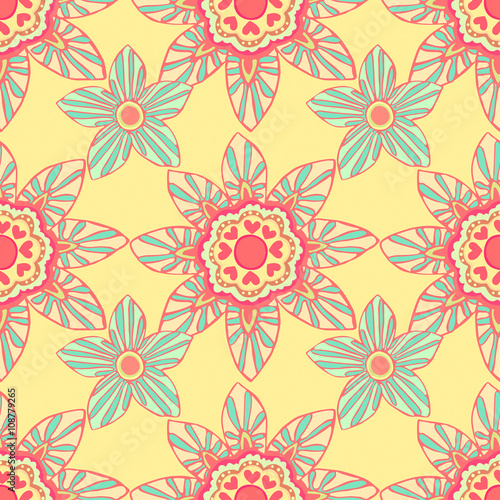 Wallpaper Mural Seamless pattern with beautiful flowers, background Torontodigital.ca