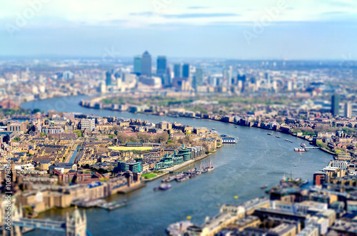 Panoramic View of London, UK. Tilt-shift effect applied