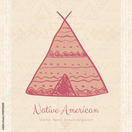 Vector Indian Wigwam Tribal Background