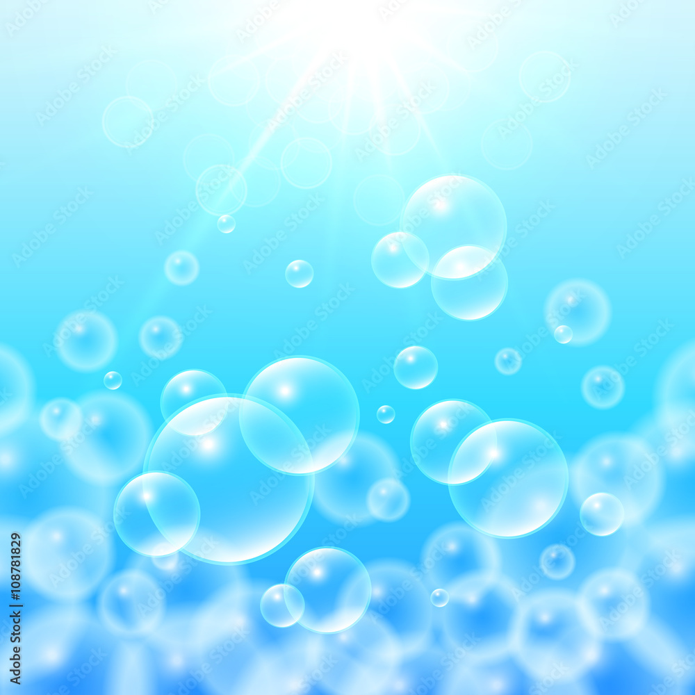 Transparent floating up soap bubbles
