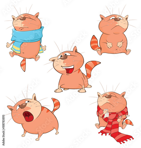 
Set of Cartoon Illustration Cute Cats