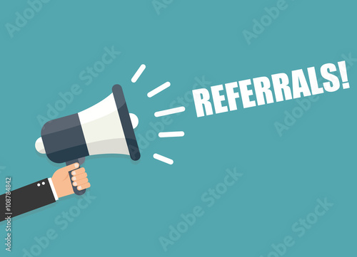 Hand holding megaphone - Referrals