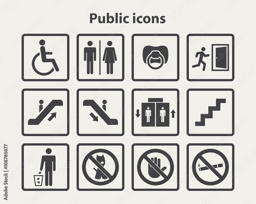 Public information icon set.Service signs icon set .Vector public sign isolated on a white background Public information icon set.Service signs icon set .Vector public sign isolated on a white background