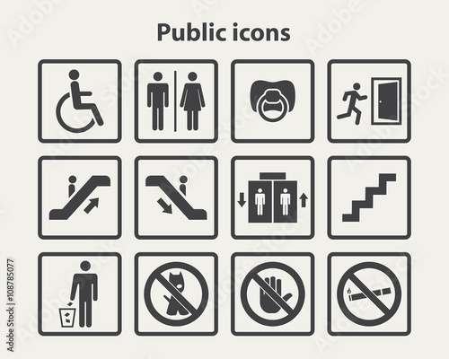 Public information icon set.Service signs icon set .Vector public sign isolated on a white background