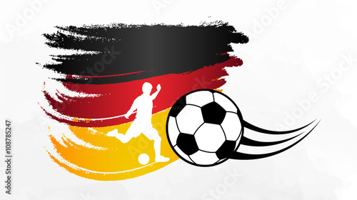 Fußballspieler Silhouette vor Deutschland Flagge EM WM Vektor freigestellt