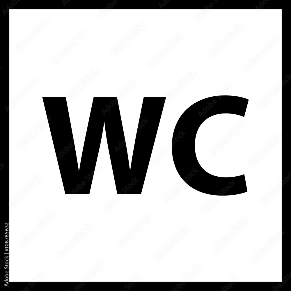 WC toilet icon text.Restroom icon.WC icon.Toilet icon.Male and female WC icon denoting toilet and restroom facilities for both men and women with text WC isolated on a white background WC toilet icon text.Restroom icon.WC icon.Toilet icon.Male and female WC icon denoting toilet and restroom facilities for both men and women with text WC isolated on a white background