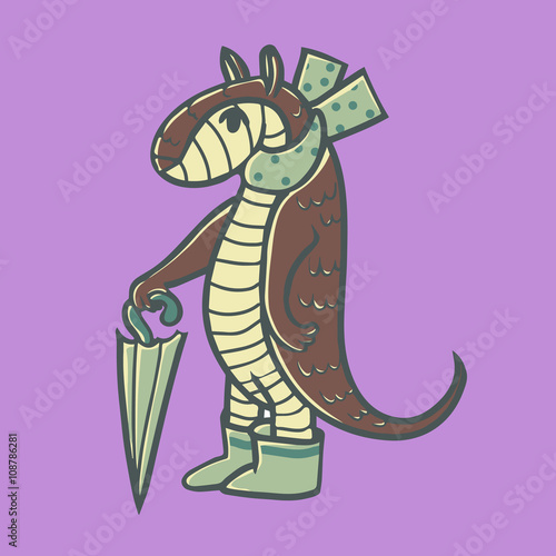armadillo with umbrella