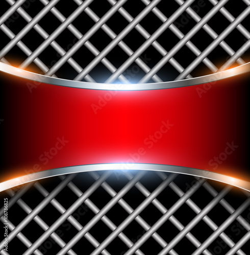 3D background with red metal banner
