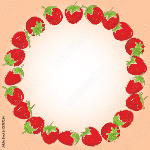 Fototapeta Naklejka Na Ścianę i Meble -  Card for your text Set red strawberries on a white background. Hand drawn sketch. vector
