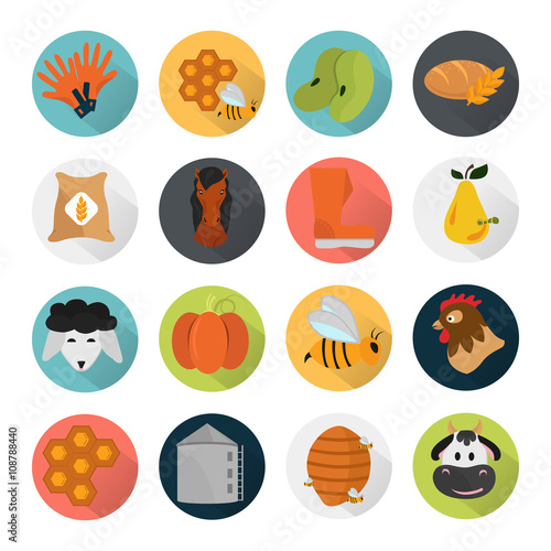 Agriculture color set icons