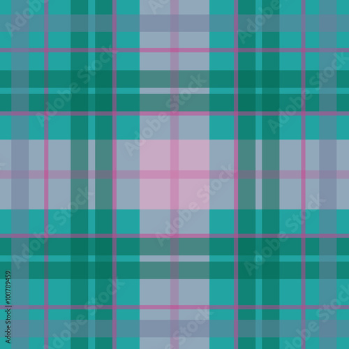 Vector seamless scottish tartan pattern in blue turquoise, green, pink. British or irish celtic baby design for textile, fabric or for wrapping, backgrounds, wallpaper, websites