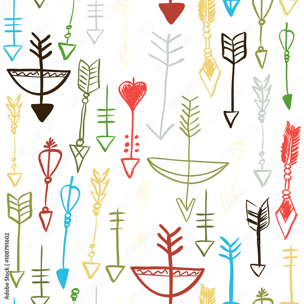 Hand drawn arrows and bows seamless pattern Hand drawn arrows and bows seamless pattern