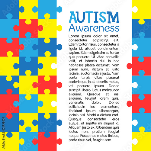 World autism awareness day. Colorful puzzles vector background. Symbol of autism. Medical flat illustration. Health care